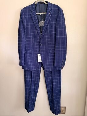 GOLDEN FASHION Trading Center 2pc Suit - Men’s Size 40 Pants (36) - NEW Blue